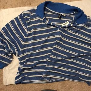 Collard, striped blue crop top